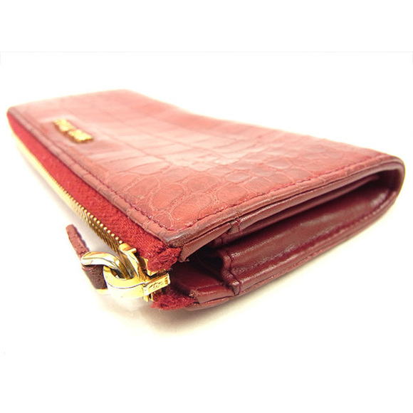 Miu Miu Long Wallet L-shaped Crocodile Red T499 - Picture 6 of 8